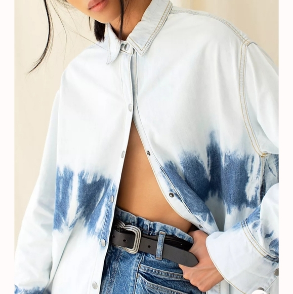 We The Free Tuscan Tie Dye Denim Tunic - Picture 3 of 12